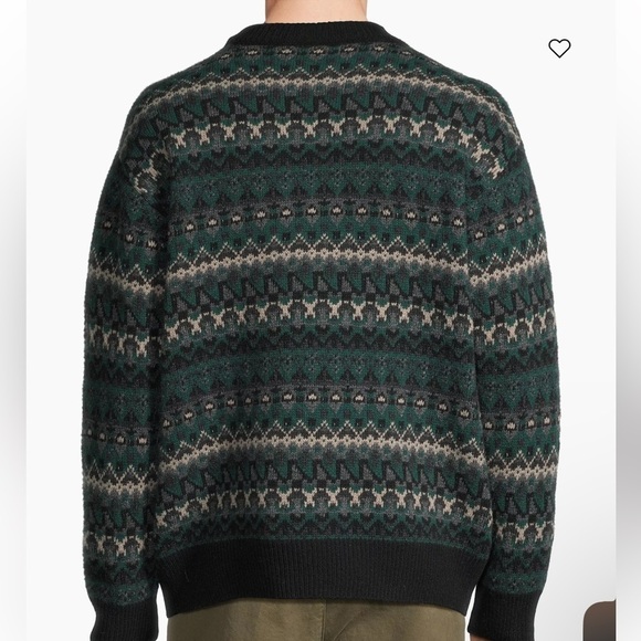 Closed Wool Crewneck Fair Isle Sweater Fern Green XL - Picture 2 of 12